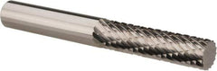 Atrax - 1/4" Cut Diam, 1/4" Shank Diam, Cylinder Head Double Cut Burr - Carbide, Flat End, 1" LOC, 2-1/4" OAL - Apex Tool & Supply