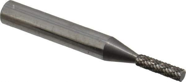 Atrax - 1/8" Cut Diam, 1/4" Shank Diam, Cylinder Head Double Cut Burr - Carbide, Flat End, 5/8" LOC, 2" OAL - Apex Tool & Supply