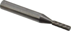 Atrax - 1/8" Cut Diam, 1/4" Shank Diam, Cylinder Head Double Cut Burr - Carbide, Flat End, 5/8" LOC, 2" OAL - Apex Tool & Supply