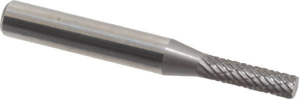 Atrax - 5/32" Cut Diam, 1/4" Shank Diam, Cylinder Head Double Cut Burr - Carbide, Flat End, 5/8" LOC, 2-1/4" OAL - Apex Tool & Supply