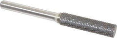 Atrax - 3/8" Cut Diam, 1/4" Shank Diam, Cylinder Head Double Cut Burr - Carbide, Flat End, 1-1/2" LOC, 1-1/2" OAL - Apex Tool & Supply