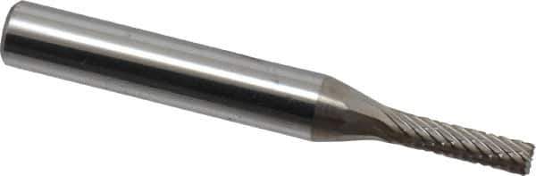 Atrax - 1/8" Cut Diam, 1/4" Shank Diam, Cylinder with End Cut Head Double Cut Burr - End Cut End, 5/8" LOC, 2" OAL - Apex Tool & Supply