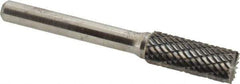 Atrax - 3/8" Cut Diam, 1/4" Shank Diam, Cylinder with End Cut Head Double Cut Burr - End Cut End, 1" LOC, 2-1/4" OAL - Apex Tool & Supply