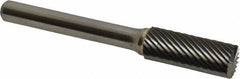 Atrax - 3/8" Cut Diam, 1/4" Shank Diam, Cylinder with End Cut Head Single Cut Burr - Carbide, End Cut End, 1" LOC, 2-1/4" OAL - Apex Tool & Supply