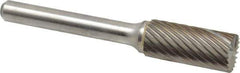 Atrax - 7/16" Cut Diam, 1/4" Shank Diam, Cylinder with End Cut Head Single Cut Burr - Carbide, End Cut End, 1" LOC, 2-3/4" OAL - Apex Tool & Supply