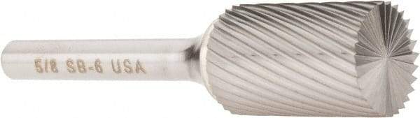 Atrax - 5/8" Cut Diam, 1/4" Shank Diam, Cylinder with End Cut Head Single Cut Burr - Carbide, End Cut End, 1" LOC, 2-3/4" OAL - Apex Tool & Supply