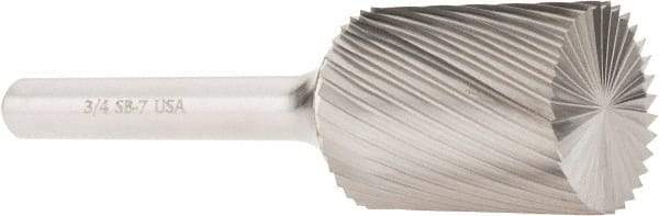 Atrax - 3/4" Cut Diam, 1/4" Shank Diam, Cylinder with End Cut Head Single Cut Burr - Carbide, End Cut End, 1" LOC, 2-3/4" OAL - Apex Tool & Supply