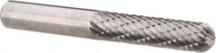 Atrax - 1/4" Cut Diam, 1/4" Shank Diam, Cylinder with Radius Head Double Cut Burr - Radius End, 1" LOC, 2" OAL - Apex Tool & Supply