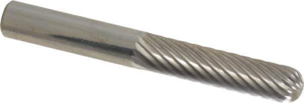 Atrax - 1/4" Cut Diam, 1/4" Shank Diam, Cylinder with Radius Head Single Cut Burr - Carbide, Radius End, 1" LOC, 2" OAL - Apex Tool & Supply