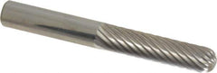 Atrax - 1/4" Cut Diam, 1/4" Shank Diam, Cylinder with Radius Head Single Cut Burr - Carbide, Radius End, 1" LOC, 2" OAL - Apex Tool & Supply