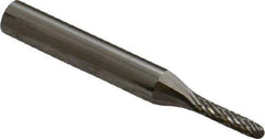 Atrax - 1/8" Cut Diam, 1/4" Shank Diam, Cylinder with Radius Head Double Cut Burr - Radius End, 3/32" LOC, 2" OAL - Apex Tool & Supply