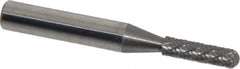 Atrax - 5/32" Cut Diam, 1/4" Shank Diam, Cylinder with Radius Head Double Cut Burr - Radius End, 5/8" LOC, 2-1/4" OAL - Apex Tool & Supply