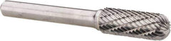 Atrax - 3/8" Cut Diam, 1/4" Shank Diam, Cylinder with Radius Head Double Cut Burr - Radius End, 1" LOC, 2-1/4" OAL - Apex Tool & Supply