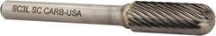 Atrax - 3/8" Cut Diam, 1/4" Shank Diam, Cylinder with Radius Head Single Cut Burr - Carbide, Radius End, 1" LOC, 2-1/4" OAL - Apex Tool & Supply