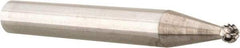 Atrax - 1/8" Cut Diam, 1/4" Shank Diam, Ball Head Double Cut Burr - 3/32" LOC, 2" OAL - Apex Tool & Supply