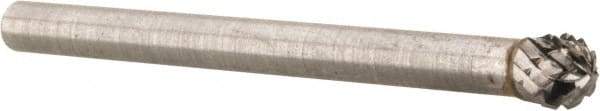 Atrax - 5/32" Cut Diam, 1/8" Shank Diam, Ball Head Double Cut Burr - 5/32" LOC, 1-1/2" OAL - Apex Tool & Supply