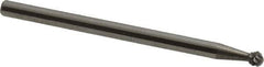 Atrax - 3/32" Cut Diam, 3/32" Shank Diam, Ball Head Double Cut Burr - 3/32" LOC, 1-1/4" OAL - Apex Tool & Supply