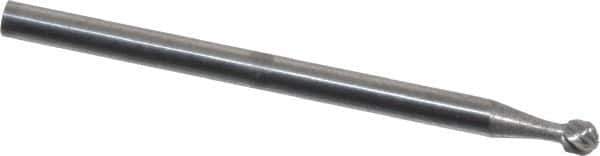 Atrax - 3/32" Cut Diam, 3/32" Shank Diam, Ball Head Single Cut Burr - Carbide, 3/32" LOC, 1-1/4" OAL - Apex Tool & Supply