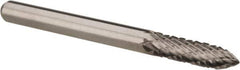 Atrax - 1/8" Cut Diam, 1/8" Shank Diam, Tree Head Double Cut Burr - Carbide, Point End, 1/2" LOC, 1-1/2" OAL - Apex Tool & Supply