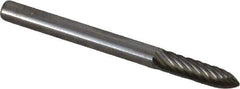 Atrax - 1/8" Cut Diam, 1/8" Shank Diam, Tree Head Single Cut Burr - Carbide, Point End, 1/2" LOC, 1-1/2" OAL - Apex Tool & Supply
