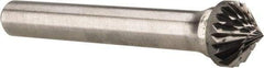 Atrax - 3/8" Cut Diam, 1/4" Shank Diam, Cone Head Double Cut Burr - 3/16" LOC, 2" OAL - Apex Tool & Supply