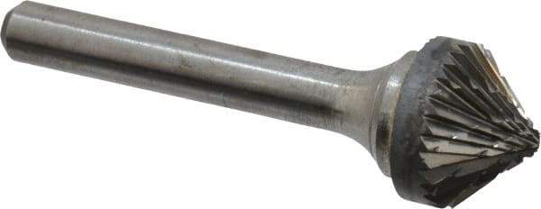 Atrax - 5/8" Cut Diam, 1/4" Shank Diam, Cone Head Double Cut Burr - 5/16" LOC, 2-1/4" OAL - Apex Tool & Supply