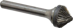 Atrax - 5/8" Cut Diam, 1/4" Shank Diam, Cone Head Double Cut Burr - 5/16" LOC, 2-1/4" OAL - Apex Tool & Supply