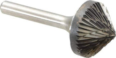 Atrax - 1" Cut Diam, 1/4" Shank Diam, Cone Head Double Cut Burr - 1/2" LOC, 2-1/4" OAL - Apex Tool & Supply