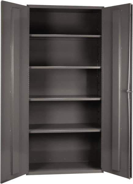 Durham - 4 Shelf Locking Storage Cabinet - Steel, 36" Wide x 24" Deep x 72" High, Gray - Apex Tool & Supply
