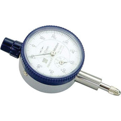 Mitutoyo - 5mm Range, 0-100 Dial Reading, 0.01mm Graduation Dial Drop Indicator - 40mm Dial, 1mm Range per Revolution, 0.01mm Accuracy, Revolution Counter - Apex Tool & Supply