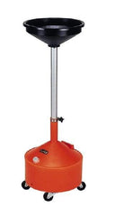 Made in USA - 8 Gal Oil Drain Container with Casters - Orange - Apex Tool & Supply