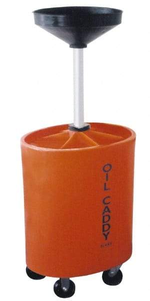 Made in USA - 30 Gal Oil Lift Drain Container with Casters - Orange, Drain Tub - Apex Tool & Supply