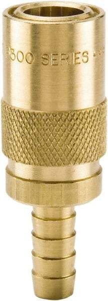 Parker - Nonthreaded Brass Hydraulic Hose Hose Barb Coupler & Straight Fitting - 200 psi, 3 GPM, 3/8" Hose Diam, Series Moldmate - Apex Tool & Supply