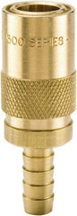 Parker - Nonthreaded Brass Hydraulic Hose Hose Barb Coupler & Straight Fitting - 200 psi, 3 GPM, 3/8" Hose Diam, Series Moldmate - Apex Tool & Supply