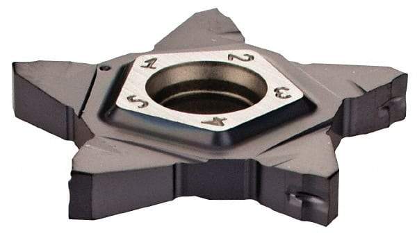 Iscar - 24N300J020PENTA J Grade IC908, 3mm Cutting Width Carbide Grooving Insert - 6.5mm Max Depth of Cut, Neutral, 0.2mm Corner Radius, TiAlN Finish - Apex Tool & Supply