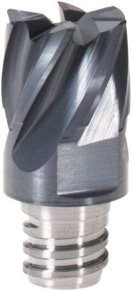 Iscar - MM EC Grade IC908 Carbide End Milling Tip Insert - TiAlN Finish, 6 Flutes, 3/8" Cutting Diam, 0.275" Depth of Cut, 0.512" Extension, 0.015" Cnr Rad, 30° Helix - Apex Tool & Supply