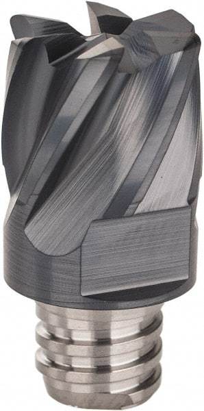 Iscar - MM EC Grade IC908 Carbide End Milling Tip Insert - TiAlN Finish, 6 Flutes, 12.7mm Cutting Diam, 9.5mm Depth of Cut, 16.5mm Extension, 0.0299" Cnr Rad, 30° Helix - Apex Tool & Supply