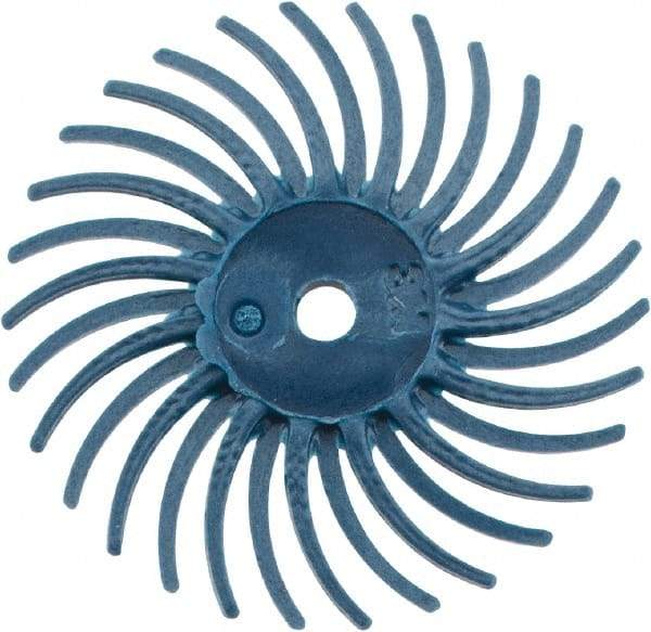 3M - 3/4" Diam, 1/16" Max Face Width, Shank Radial Bristle Brush - 400 Grit, Medium Grade, 35,000 Max RPM, Blue - Apex Tool & Supply