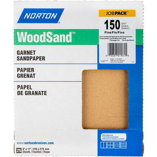 11″ × 9″ Woodsand A513 Paper Sheet 150 Grit Fine Garnet - Apex Tool & Supply