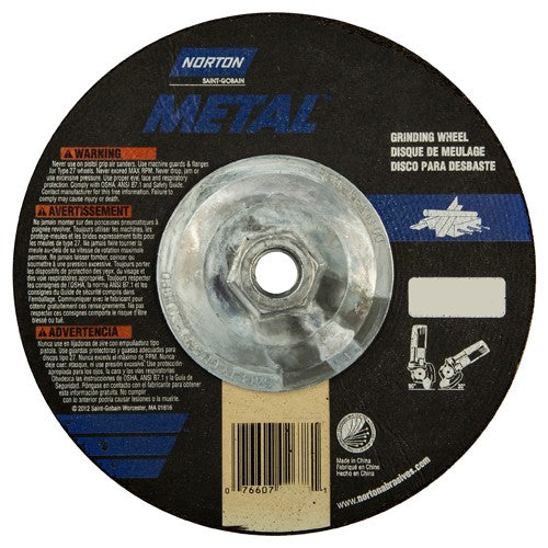 ‎7″ × 1/8″ × 5/8″-11 Norton Metal Non-Woven Depressed Center Wheel Type 27 Aluminum Oxide - Apex Tool & Supply