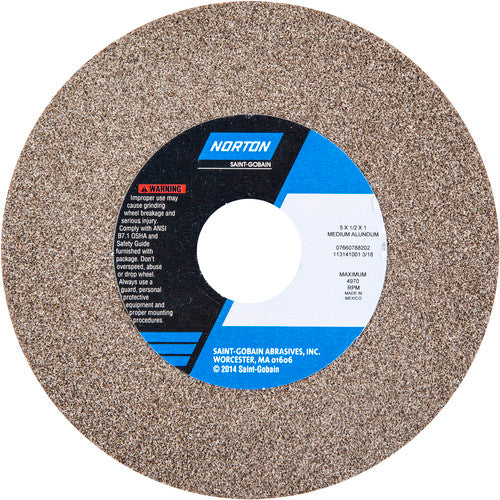 5 × 1/2 × 1″ Gemini Bench and Pedestal Wheel 57A 60 N VBE Type 01 - Apex Tool & Supply