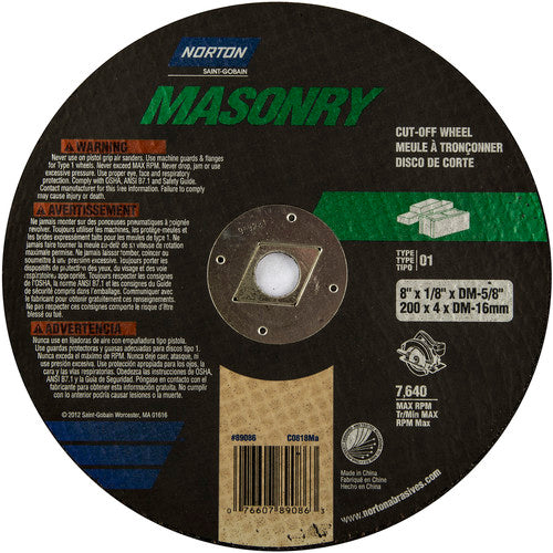 8″ × 1/8″ × 5/8″ Circular Saw Cut-Off Wheel Type 01 Straight 24 Grit Silicon Carbide - Apex Tool & Supply