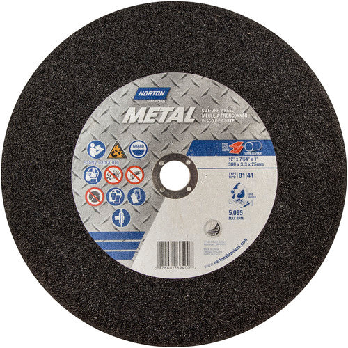 12″ × 7/64″ × 1″ Metal Chopsaw Cut-Off Wheel Type 01 Straight 36 Grit Aluminum Oxide - Apex Tool & Supply