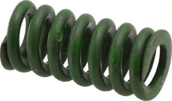 Associated Spring Raymond - 1/2" Hole Diam, 9/32" Rod Diam, 1" Free Length, Green Die Spring - 80 Lb Max Deflection, 0.25" Max Deflection, Extra Heavy Duty, Chromium Alloy Steel - Apex Tool & Supply