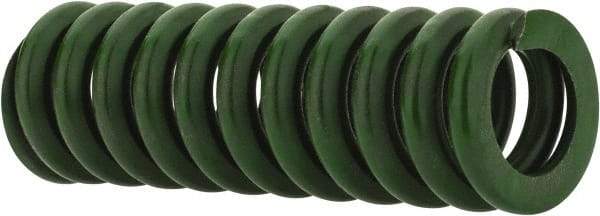 Associated Spring Raymond - 1/2" Hole Diam, 9/32" Rod Diam, 1-1/2" Free Length, Green Die Spring - 75 Lb Max Deflection, 0.38" Max Deflection, Extra Heavy Duty, Chromium Alloy Steel - Apex Tool & Supply