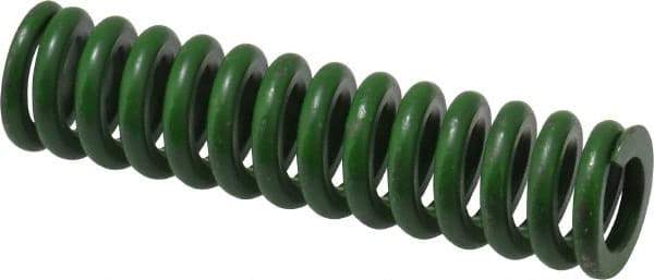 Associated Spring Raymond - 5/8" Hole Diam, 11/32" Rod Diam, 2-1/2" Free Length, Green Die Spring - 137.5 Lb Max Deflection, 0.63" Max Deflection, Extra Heavy Duty, Chromium Alloy Steel - Apex Tool & Supply