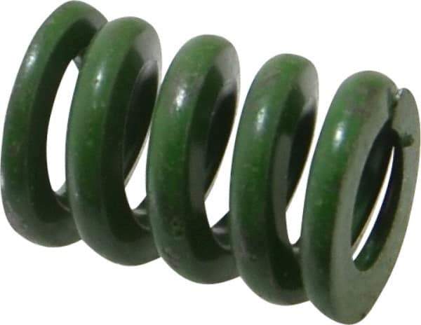 Associated Spring Raymond - 3/4" Hole Diam, 3/8" Rod Diam, 1" Free Length, Green Die Spring - 350 Lb Max Deflection, 0.25" Max Deflection, Extra Heavy Duty, Chromium Alloy Steel - Apex Tool & Supply