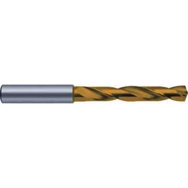 Guhring - 15.3mm 140° Spiral Flute Solid Carbide Screw Machine Drill Bit - TiN Finish, Right Hand Cut, 83mm Flute Length, 133mm OAL, SF Point, Straight Shank, Through Coolant - Apex Tool & Supply
