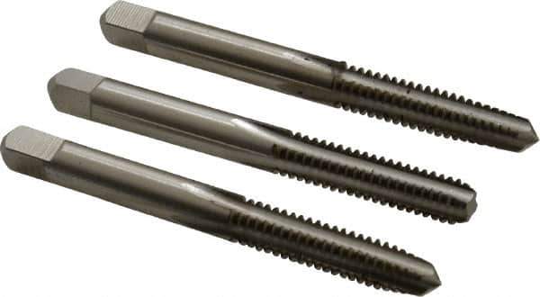 Hertel - 1/4-20 UNC, 4 Flute, Bottoming, Plug & Taper, Bright Finish, High Speed Steel Tap Set - 2-1/2" OAL, 2B/3B Class of Fit - Apex Tool & Supply