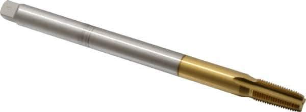 Hertel - 1/4-18 NPT, 4 Flute, Plug Chamfer, TiN Finish, High Speed Steel, Extension Pipe Tap - 8" OAL, 9/16" Shank Diam, 1-1/16" Thread Length - Apex Tool & Supply